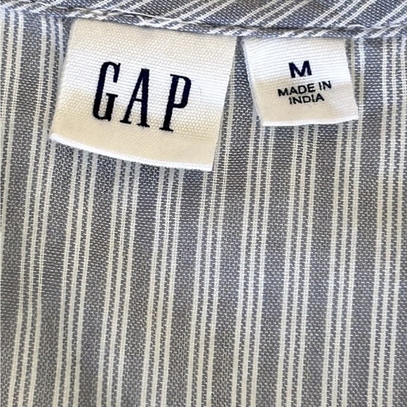 GAP Women's Striped Lace Midi Wrap Dress Tie Waist Flutter Sleeve Blue Size M - Picture 4 of 9